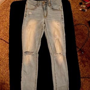 Faded denim jeans